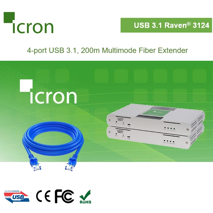 Raven 3104  4 Port 100m USB 3-2-1 CAT 6A/7 USB-C Extender System