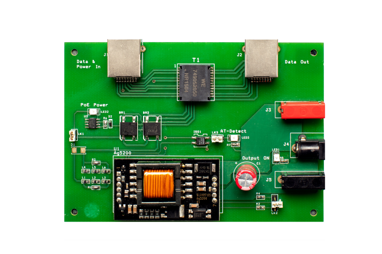 EvalAg5200 Eval Board for Ag5200 POE+ PD Module